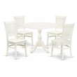 Pemberly Row 5-Piece Traditional Solid Wood Dining Set in Linen White