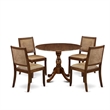 Pemberly Row 5-Piece Walnut Wood and Faux Leather Dining Set