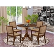 Pemberly Row 5-Piece Walnut Wood and Faux Leather Dining Set
