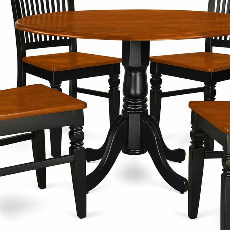 Pemberly Row 5-Piece Wood Dinette Set in Black/Cherry