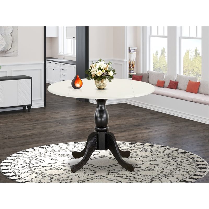 Pemberly Row Round Table with Linen White Top and Black Pedestal