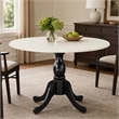 Pemberly Row Round Table with Linen White Top and Black Pedestal