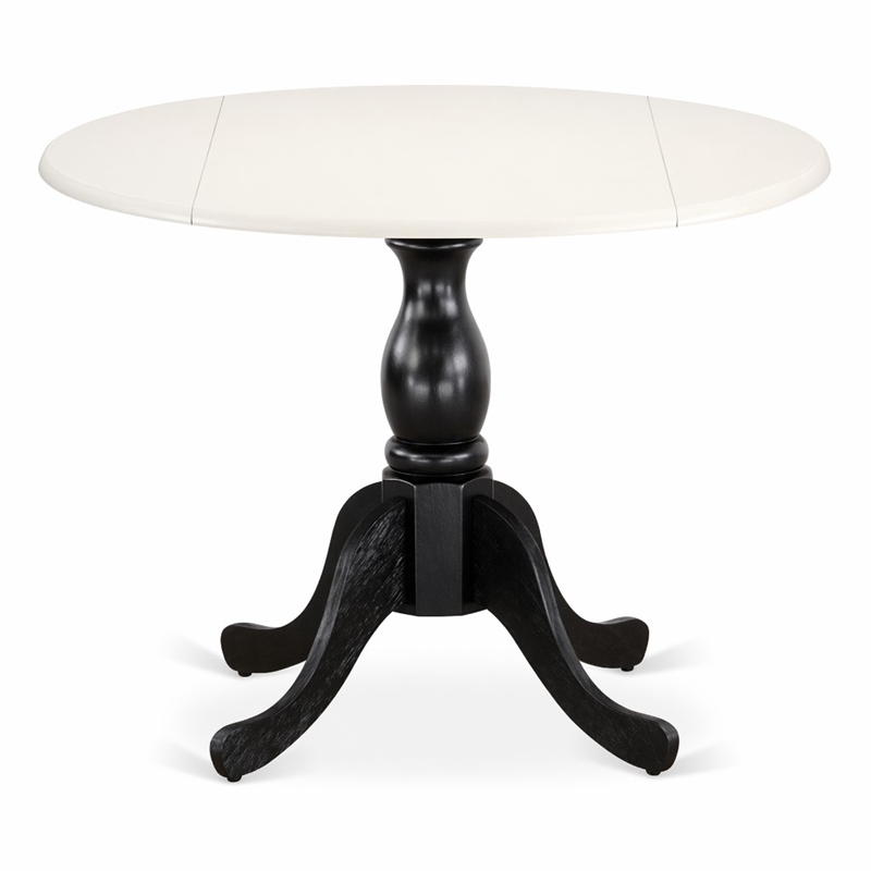 Pemberly Row Round Table with Linen White Top and Black Pedestal