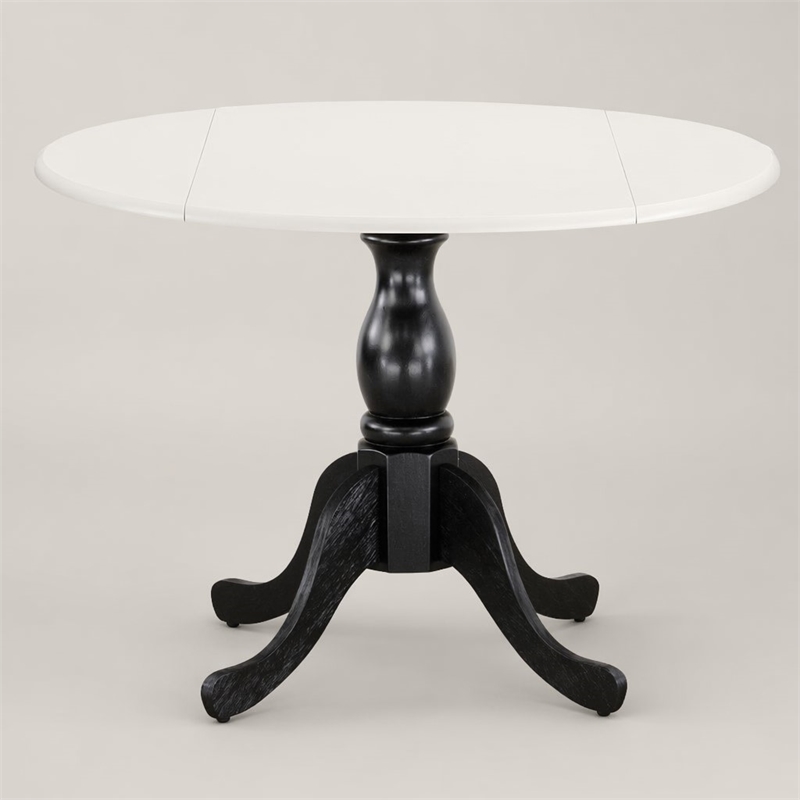 Pemberly Row Round Table with Linen White Top and Black Pedestal