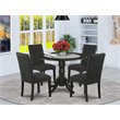 Pemberly Row 5-Piece Dining Set with Black Round Table and Fabric Seats