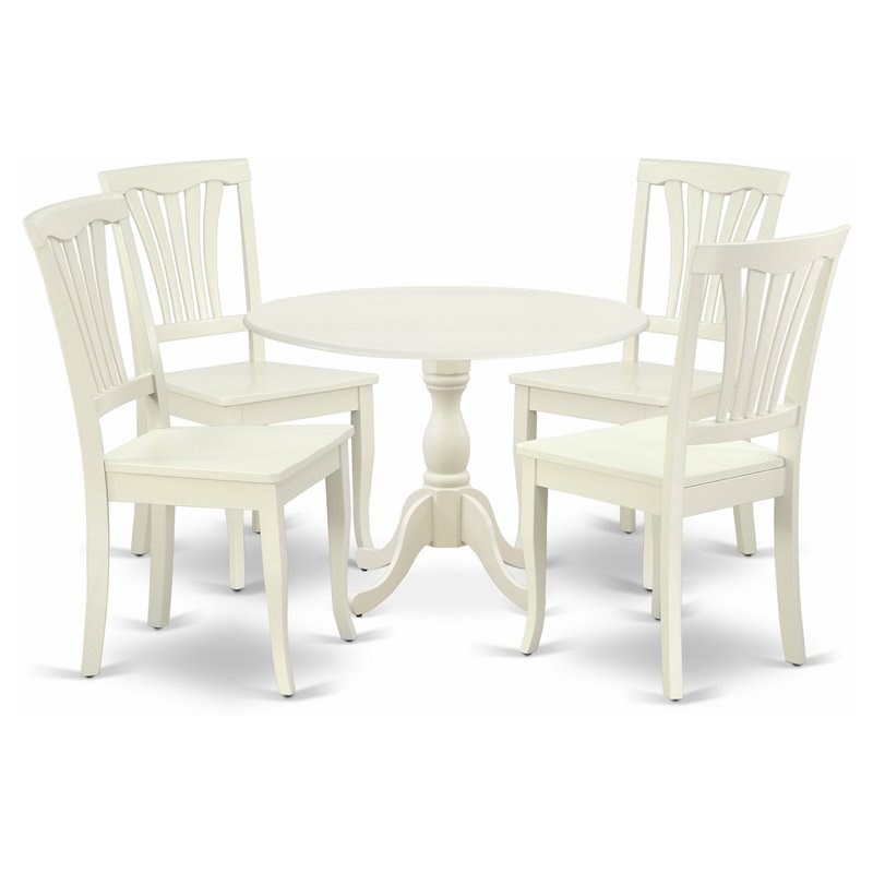Pemberly Row 5-Piece Traditional Dining Set in White Linen Finish