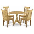 Pemberly Row 5-Piece Rustic Oak Wood Dining Set with Slatted Back