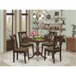 Pemberly Row 5-Piece Mahogany Dining Set with Linen Seat Chairs