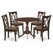 Pemberly Row 5-Piece Mahogany Dining Set with Linen Seat Chairs