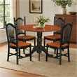 Pemberly Row 5-Piece Wood Dining Set with Round Drop-Leaf Table in Black Cherry