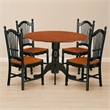 Pemberly Row 5-Piece Wood Dining Set with Round Drop-Leaf Table in Black Cherry