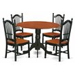 Pemberly Row 5-Piece Wood Dining Set with Round Drop-Leaf Table in Black Cherry