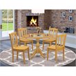 Pemberly Row 5-Pc Asian Solid Wood Dining Set in Oak Finish