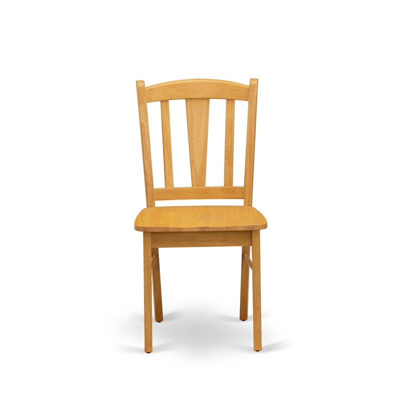 Pemberly Row 5-Pc Asian Solid Wood Dining Set in Oak Finish