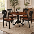 Pemberly Row 5-Piece Round Wood Dining Table Set in Black and Cherry