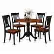 Pemberly Row 5-Piece Round Wood Dining Table Set in Black and Cherry