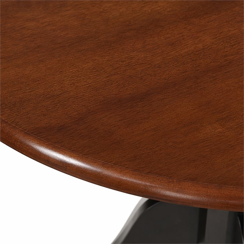 Pemberly Row 5-Piece Round Wood Dining Table Set in Black and Cherry