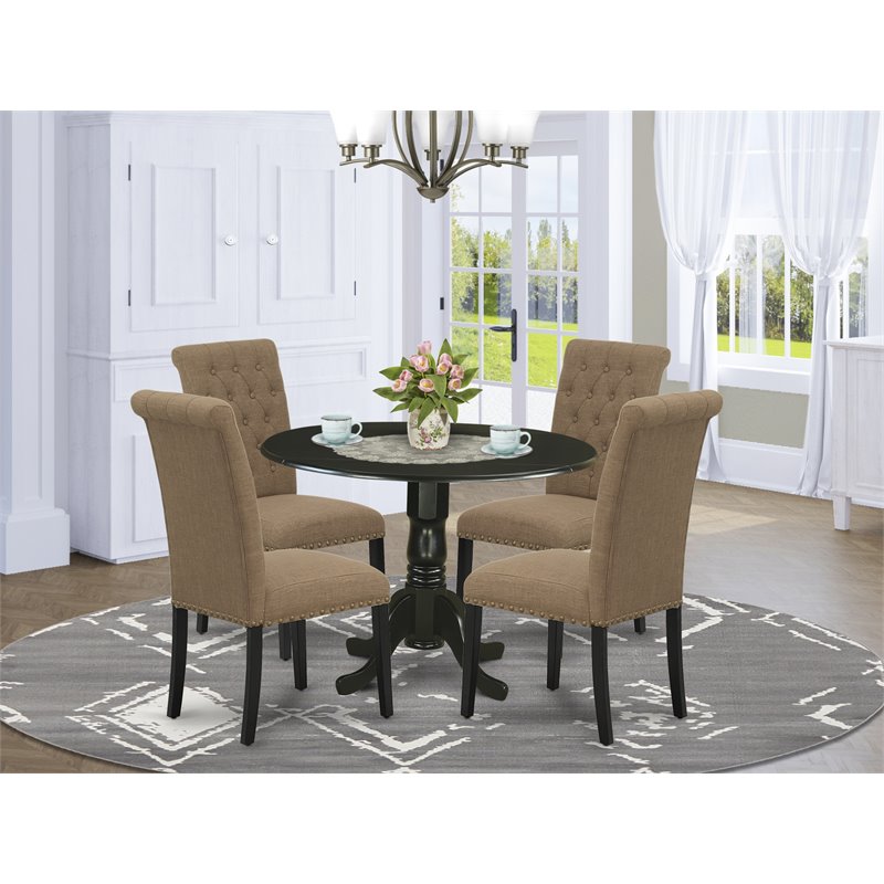 Pemberly Row 5-Piece Rubberwood Dining Set in Black and Light Sable