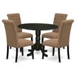 Pemberly Row 5-Piece Rubberwood Dining Set in Black and Light Sable