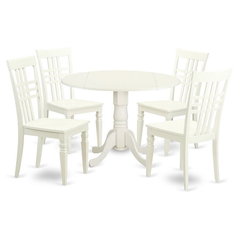 Pemberly Row 5-Piece Wood Dining Table Set in Linen White Finish