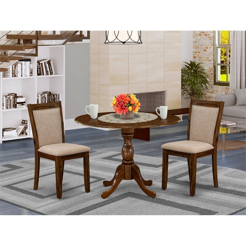 Pemberly Row 3-Piece Dining Table Set with Acacia Walnut Finish