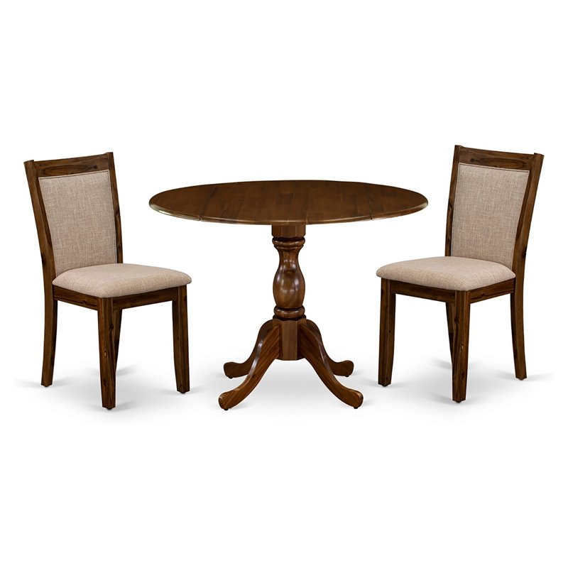 Pemberly Row 3-Piece Dining Table Set with Acacia Walnut Finish