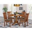 Pemberly Row 5-Pc Mid-Century Wood Dining Set in Saddle Brown