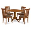 Pemberly Row 5-Pc Mid-Century Wood Dining Set in Saddle Brown