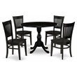 Pemberly Row 5-Piece Wood Dining Set with Slatted Chairs in Black