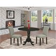 Pemberly Row 3-Piece Wood Dining Set with Parson Chairs in Black/Shitake