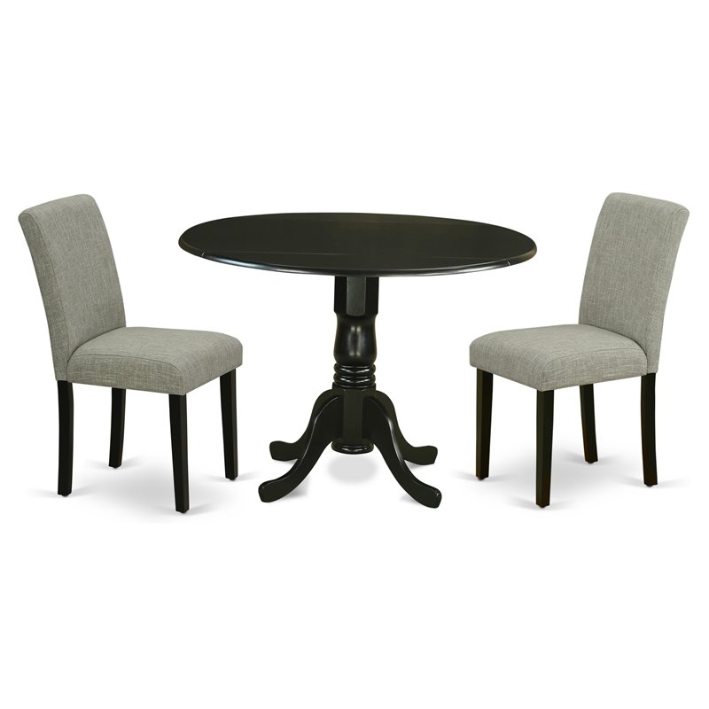 Pemberly Row 3-Piece Wood Dining Set with Parson Chairs in Black/Shitake