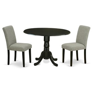 Pemberly Row 3-Piece Wood Dining Set with Parson Chairs in Black/Shitake