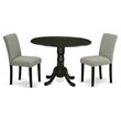 Pemberly Row 3-Piece Wood Dining Set with Parson Chairs in Black/Shitake