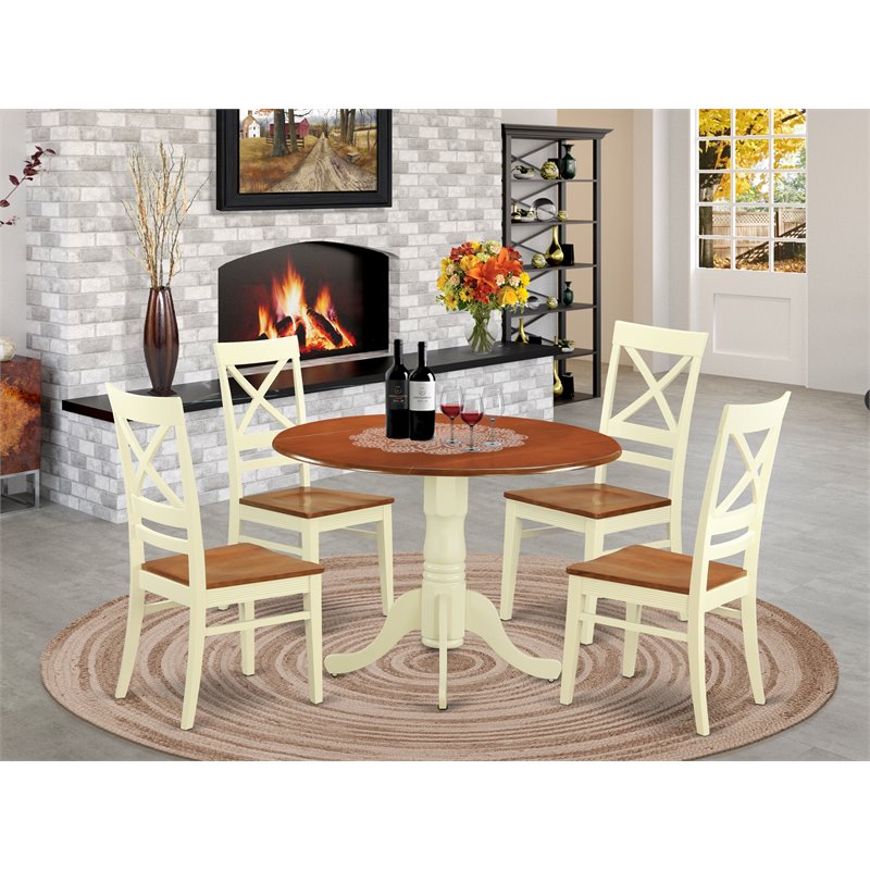 Pemberly Row 5-Piece Dining Set in Buttermilk Cherry Wood