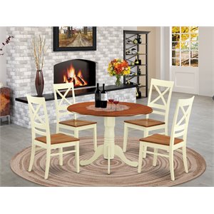Pemberly Row 5-Piece Dining Set in Buttermilk Cherry Wood