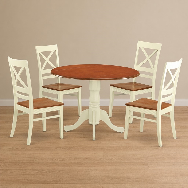 Pemberly Row 5-Piece Dining Set in Buttermilk Cherry Wood