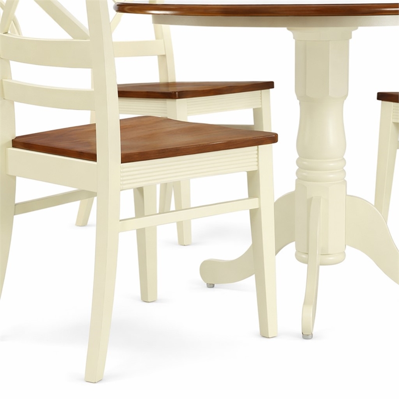 Pemberly Row 5-Piece Dining Set in Buttermilk Cherry Wood