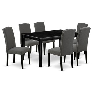 Pemberly Row 7-Piece Wood Dining Set in Black/Dark Gotham Gray