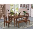 Pemberly Row 6-Piece Wood Dining Set with X-Back Chairs in Mahogany