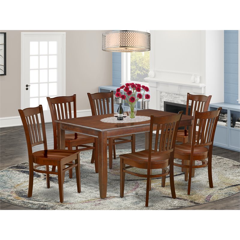 Pemberly Row 7-Piece Wood Dining Table and Chairs Set in Mahogany