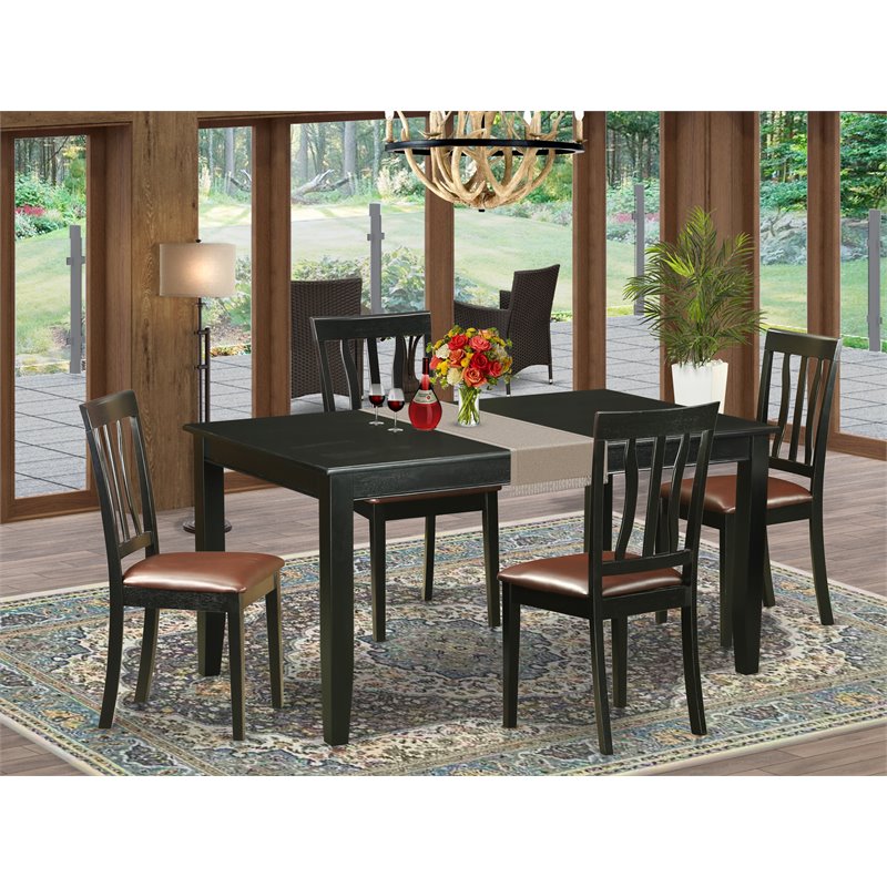 Pemberly Row 5-Piece Traditional Wood Dining Set in Black