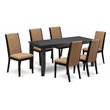 Pemberly Row 7-Piece Dining Table Set with Upholstered Chairs in Black