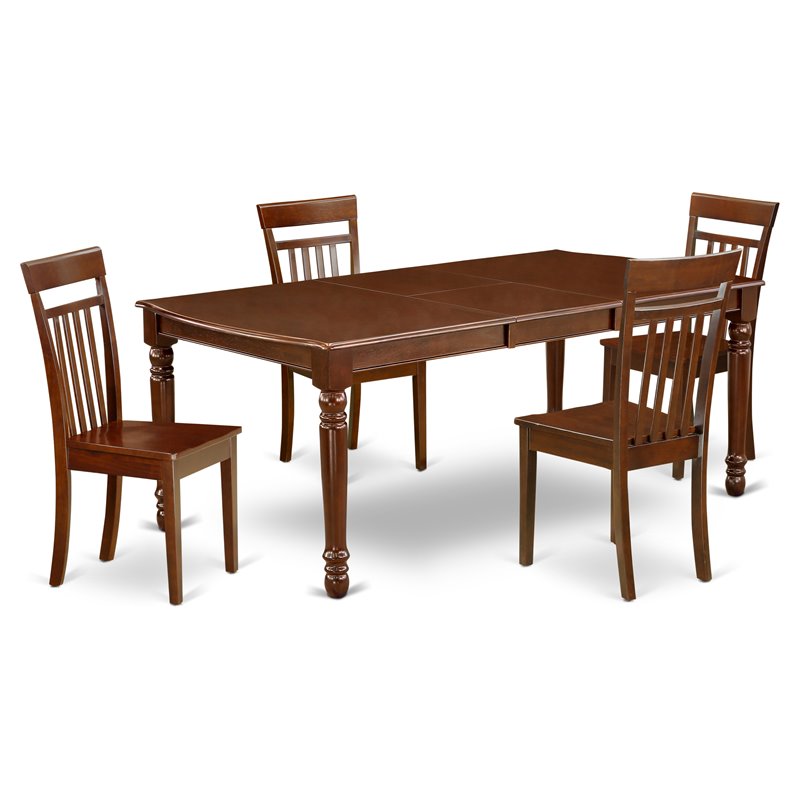 Pemberly Row 5-Piece Dining Set with Rectangular Table in Mahogany