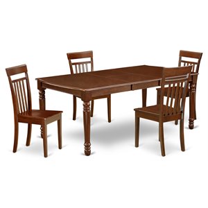 Pemberly Row 5-Piece Dining Set with Rectangular Table in Mahogany