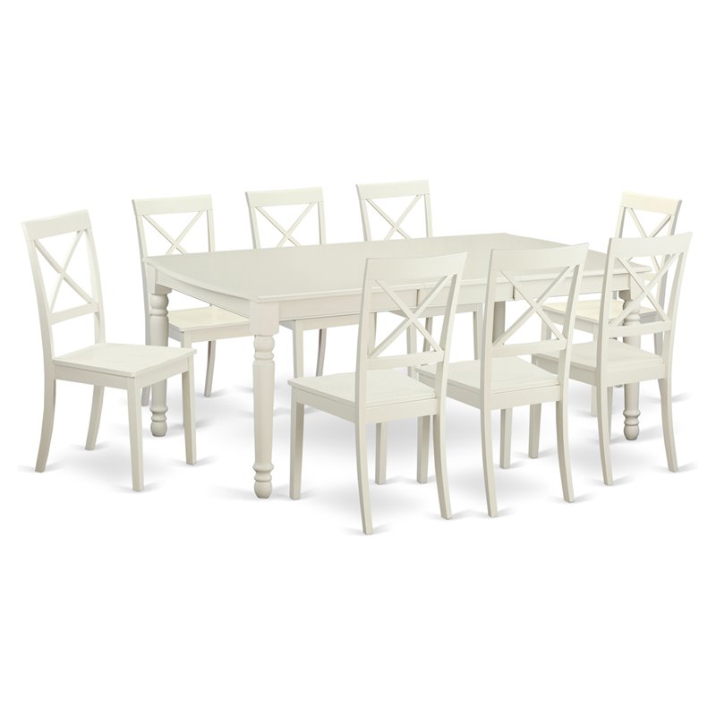 Pemberly Row 9-Piece Wood Dining Set in Linen White Finish
