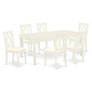 Pemberly Row 7-Piece Wood Dinette Set with Linen Fabric and White Finish