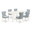 Pemberly Row 7-Piece Wood Dining Set with Linen White and Baby Blue Finish
