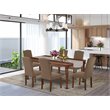 Pemberly Row 7-Piece Wood Dining Set with Parson Chairs in Mahogany