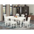 Pemberly Row 7-Piece Wood Dining Set with Linen Seat in White