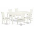 Pemberly Row 7-Piece Wood Dining Set with Linen Seat in White